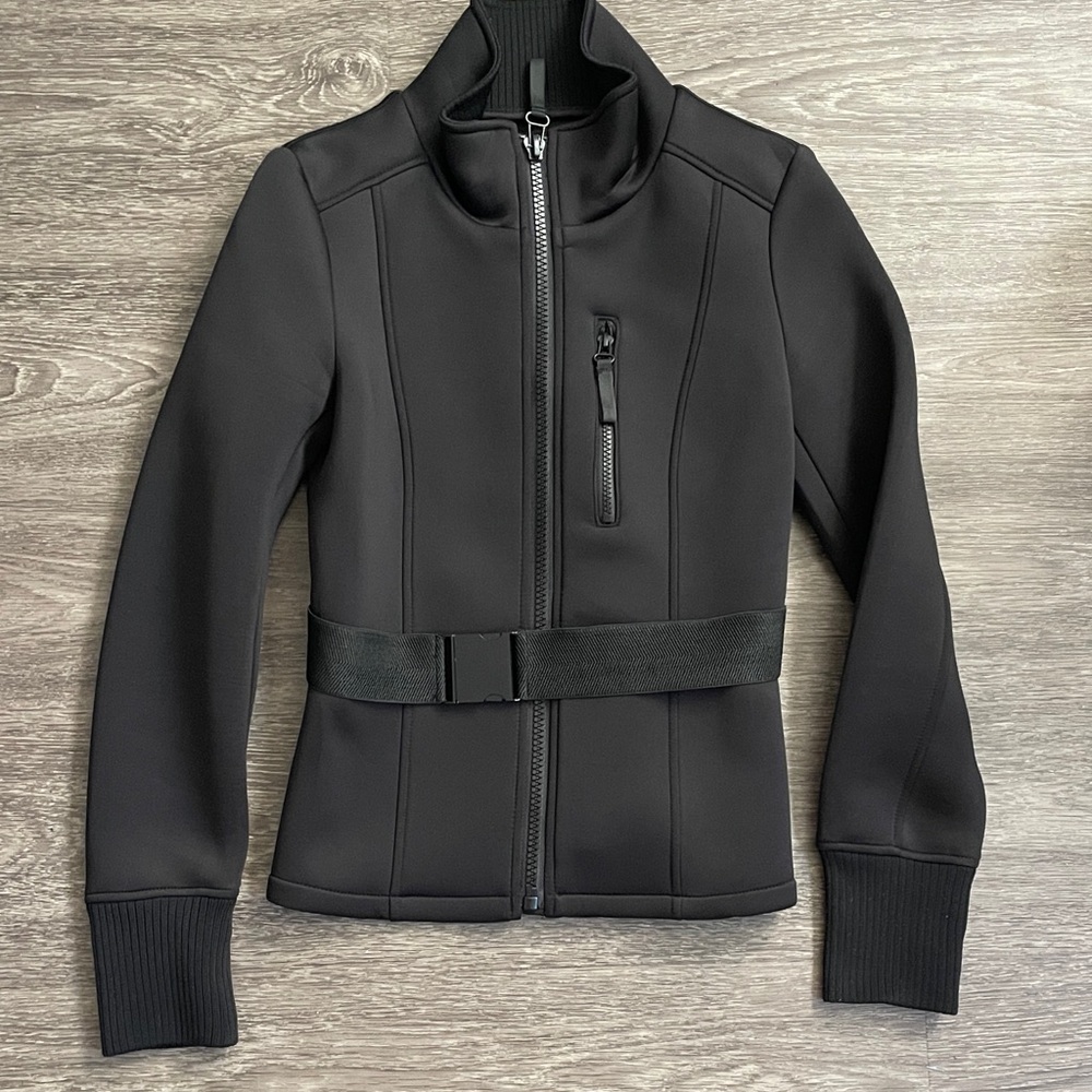 Zara Sleek Black Ski Jacket with Belt